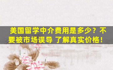 美国留学中介费用是多少？不要被市场误导 了解真实价格！